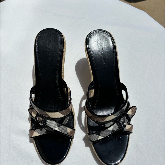 Burberry Nova Check Strappy Espadrille Wedge Slip On Sandals - Picture 12 of 14